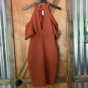 SARAH La Brown Bodycom Cold Shoulder Dress S